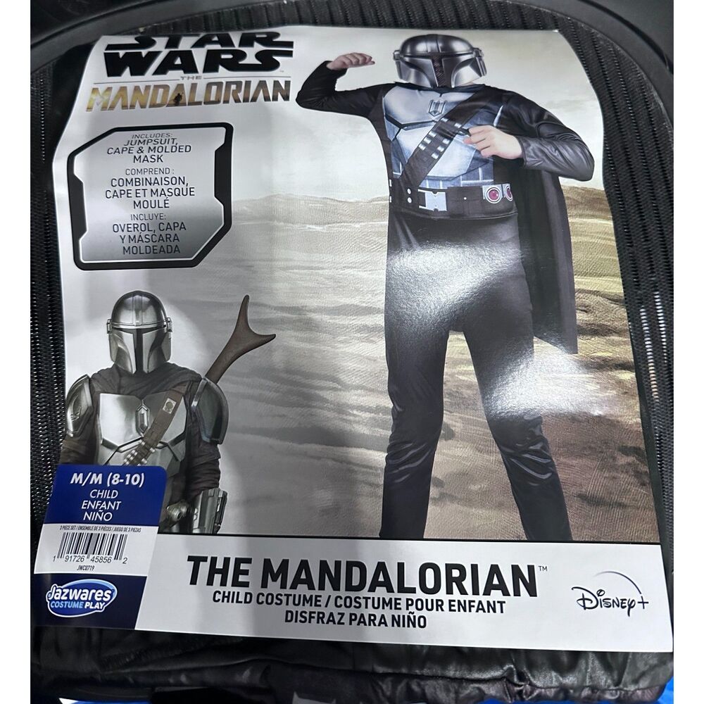 Halloween Star Wars Mandalorian Costume Child Medium 8-10 New helmet mask NEW
